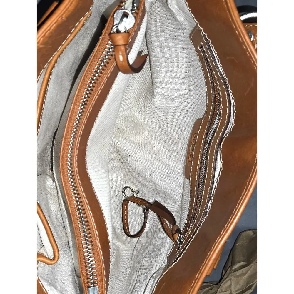 Michael Kors Vintage Astor Studded Leather Satchel Bag Cognac Tan Y2K